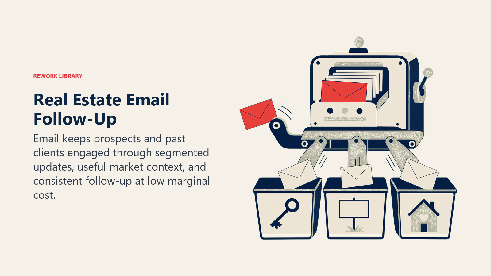 Segmented real estate email follow-up sorting buyers, sellers, and past clients into useful nurture streams