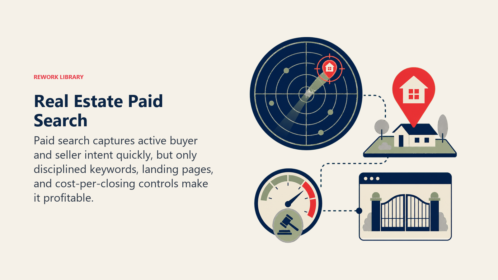Paid search auction targeting a high-intent home search and one qualified lead