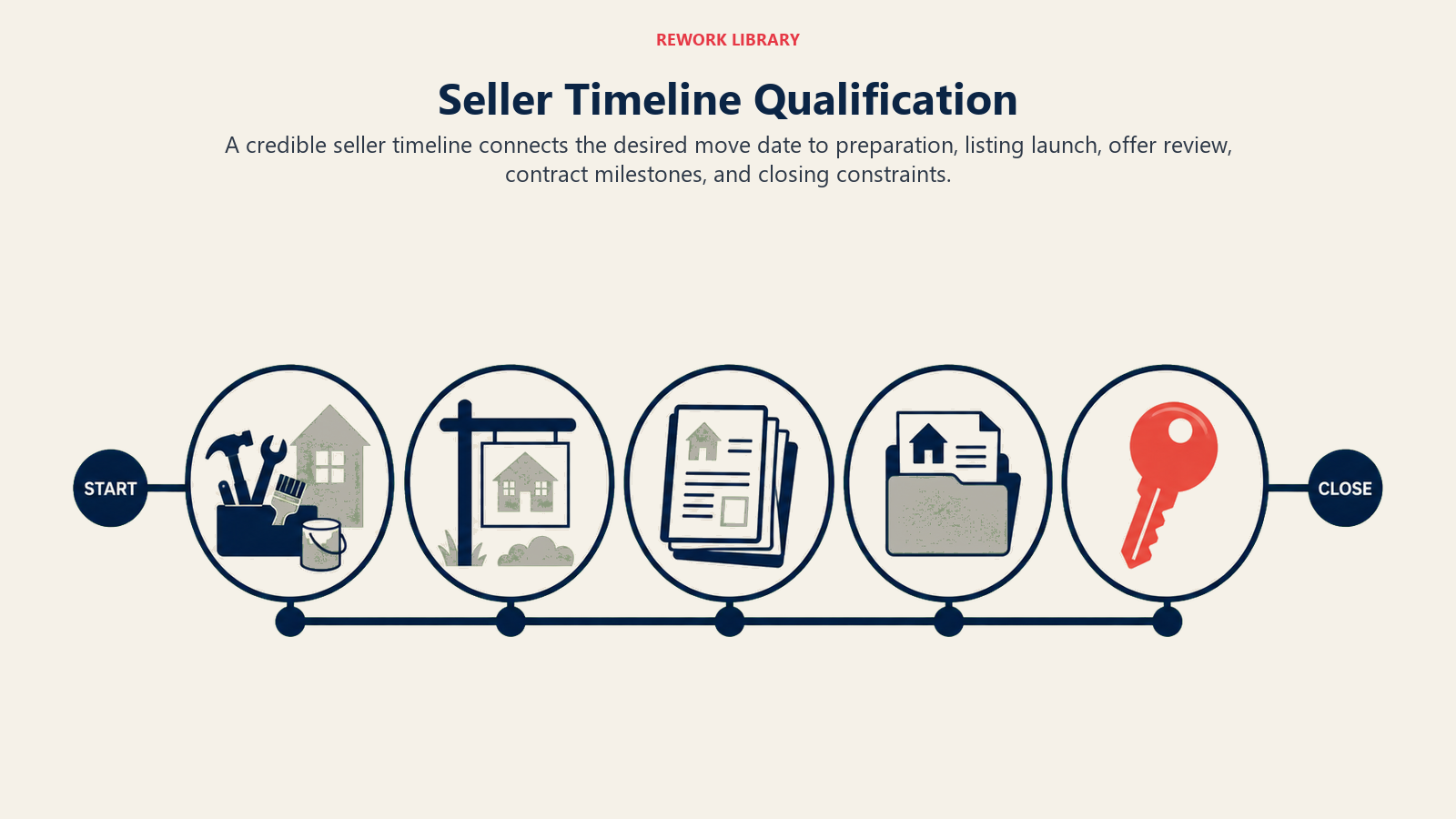 Seller timeline from preparation and listing launch through offer review and closing
