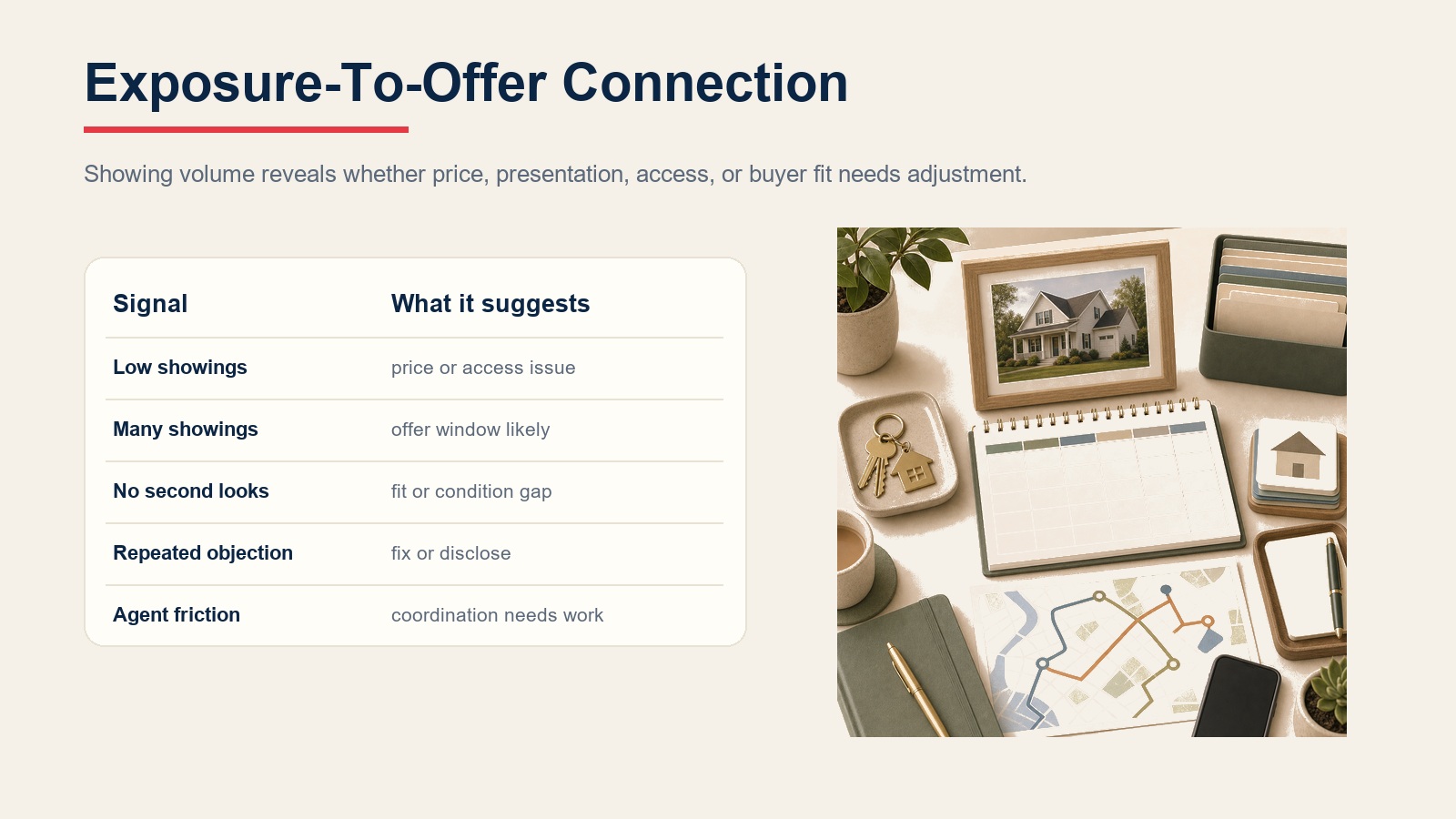 Exposure to offer connection in showing management