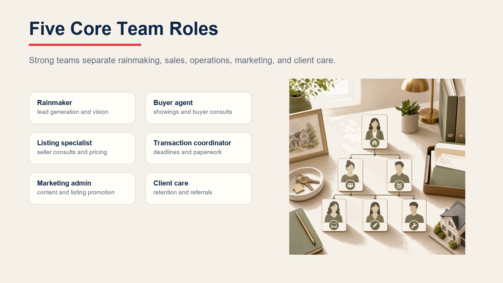 Five core roles in a real estate team