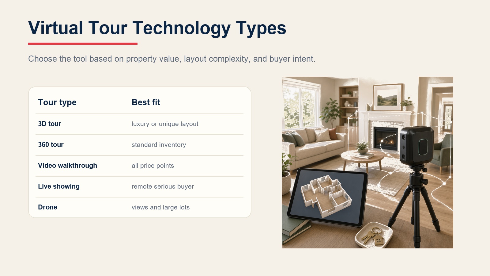 Virtual tour technology types for real estate listings