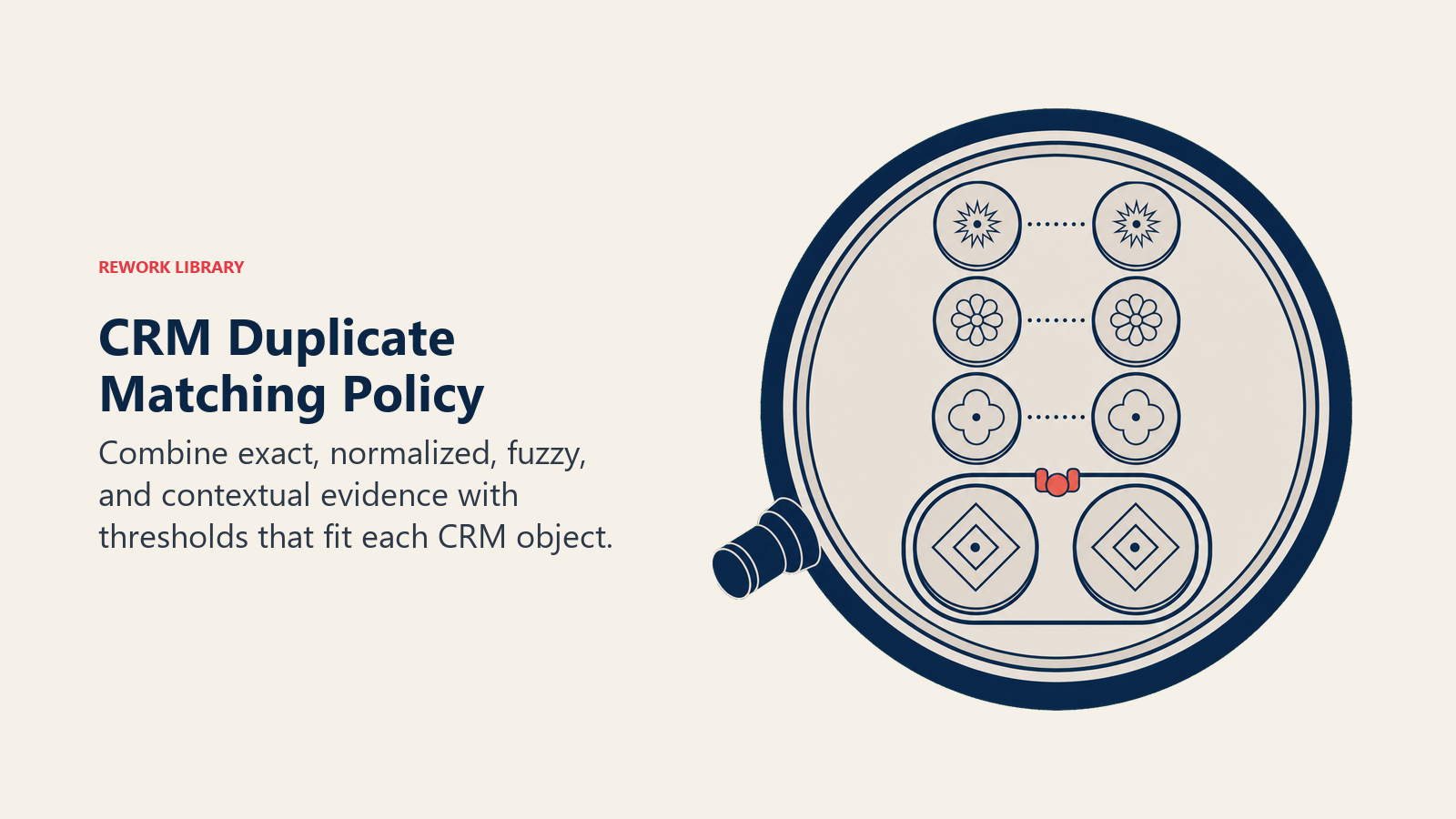 CRM Duplicate Matching Policy illustrated with multi-layer matching lens