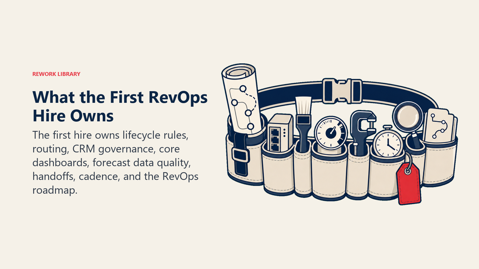 First RevOps hire toolbelt containing shared operating responsibilities