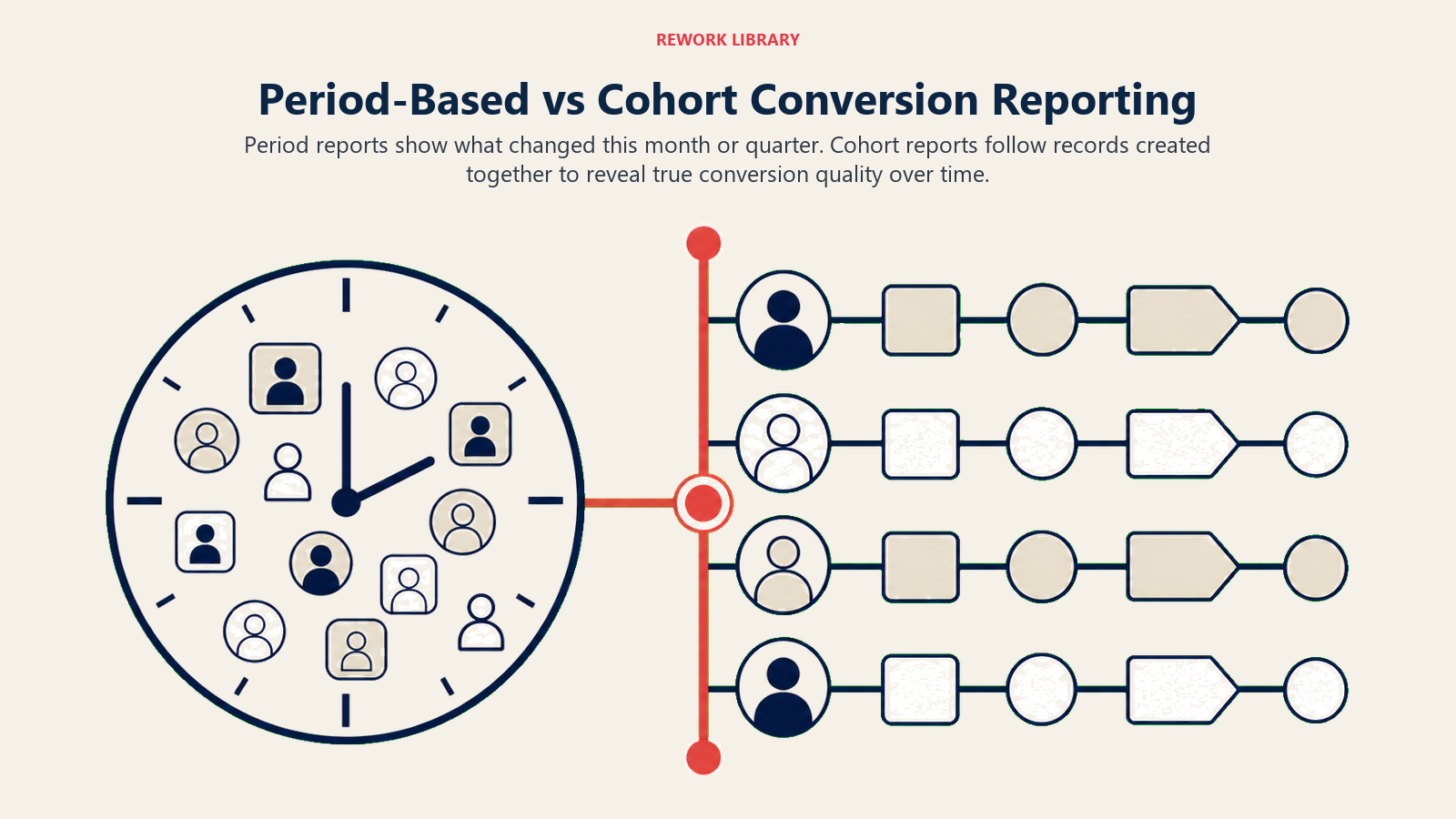 Period-based conversion reporting compared with cohort-based reporting