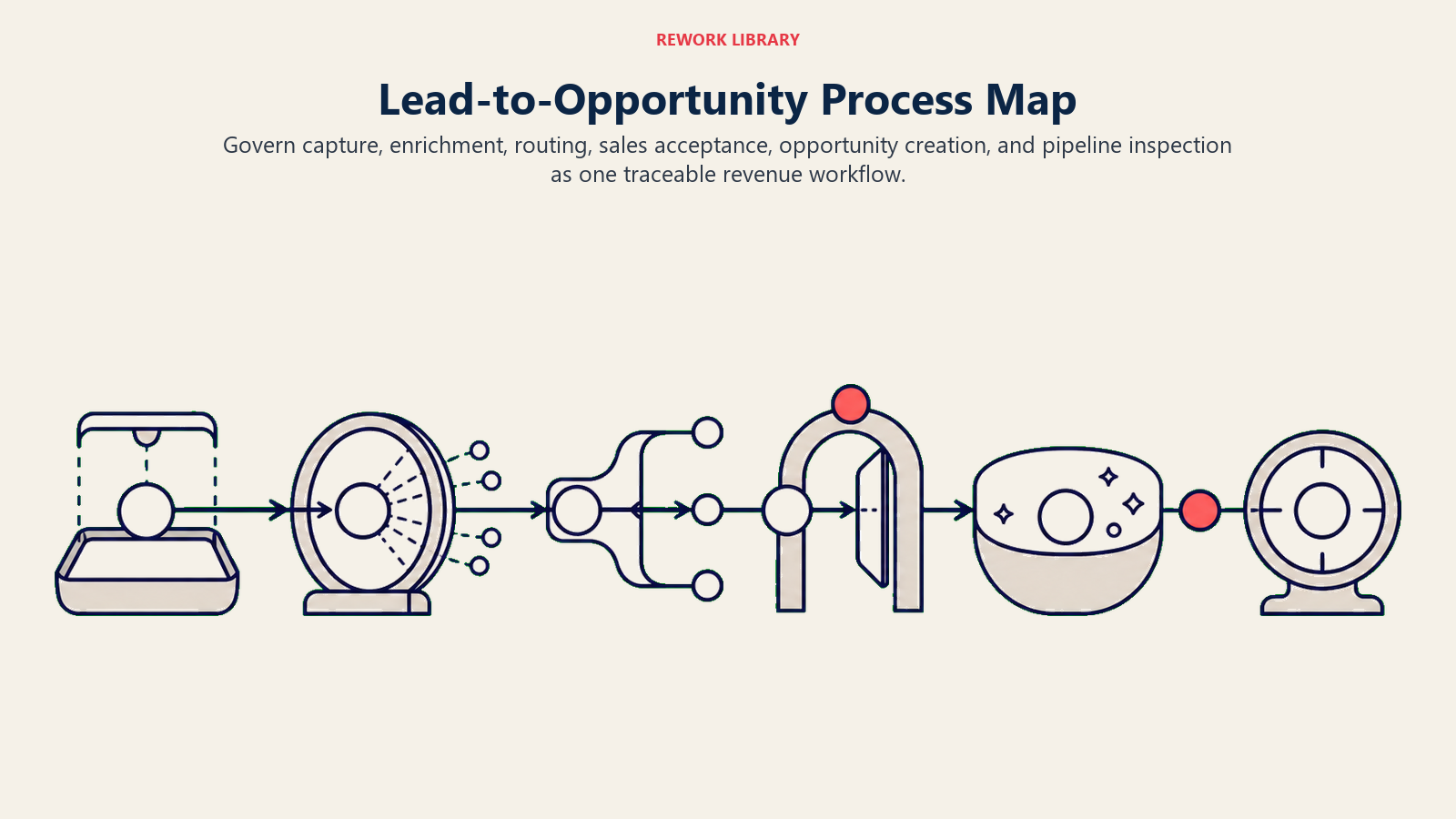 Lead-to-opportunity process map from capture through pipeline inspection