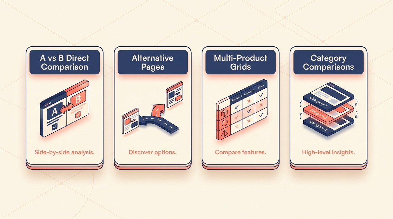 Types of comparison pages and strategic page selection framework