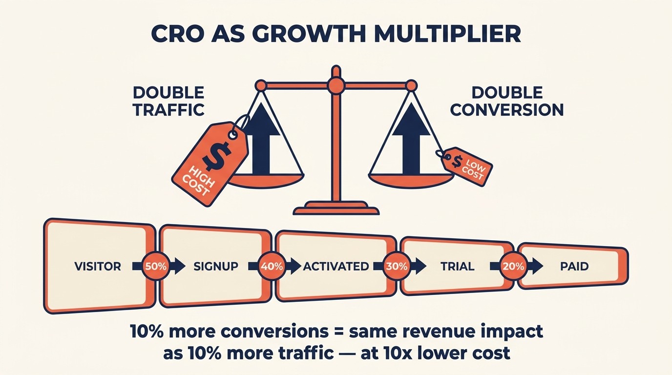 CRO as a growth multiplier compounding conversion gains across the SaaS funnel