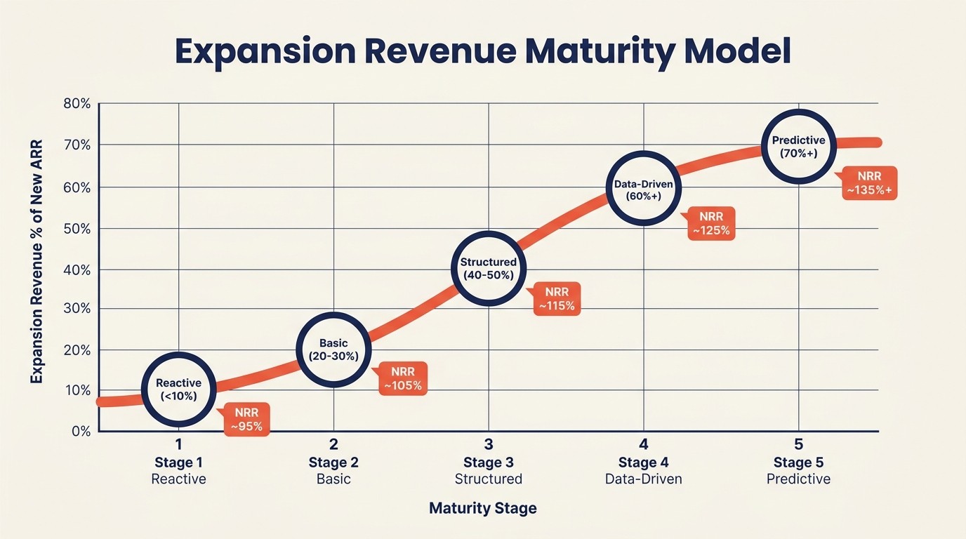Expansion maturity assessment diagnostic across NRR, processes, pipeline, playbooks, and metrics