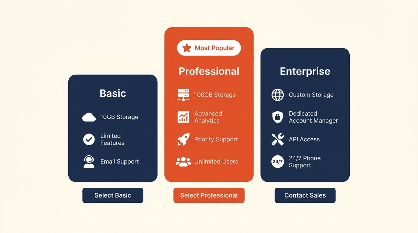 Good better best three-tier SaaS pricing structure