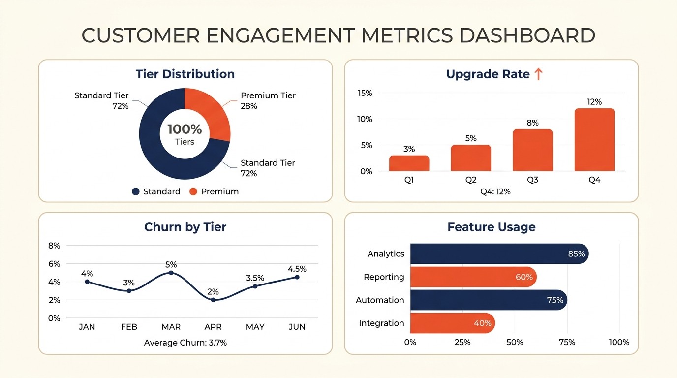 Measuring feature tier performance metrics and distribution