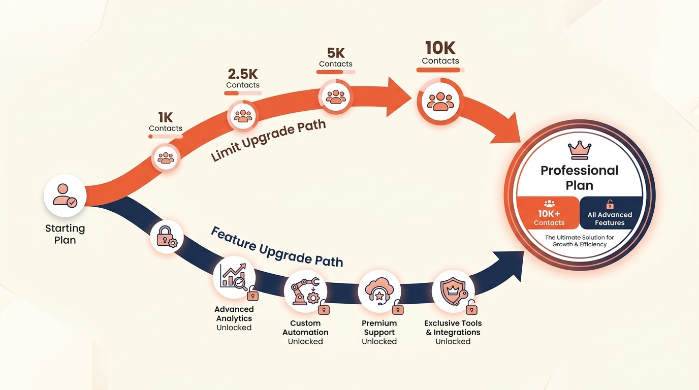 Value metric alignment with feature tiers for dual upgrade paths