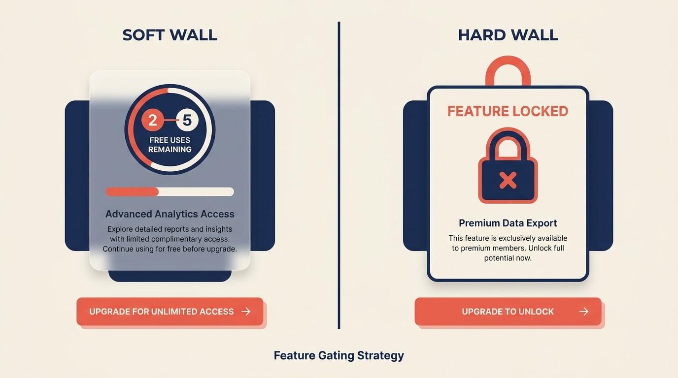 In-product upgrade prompts and feature gating strategies