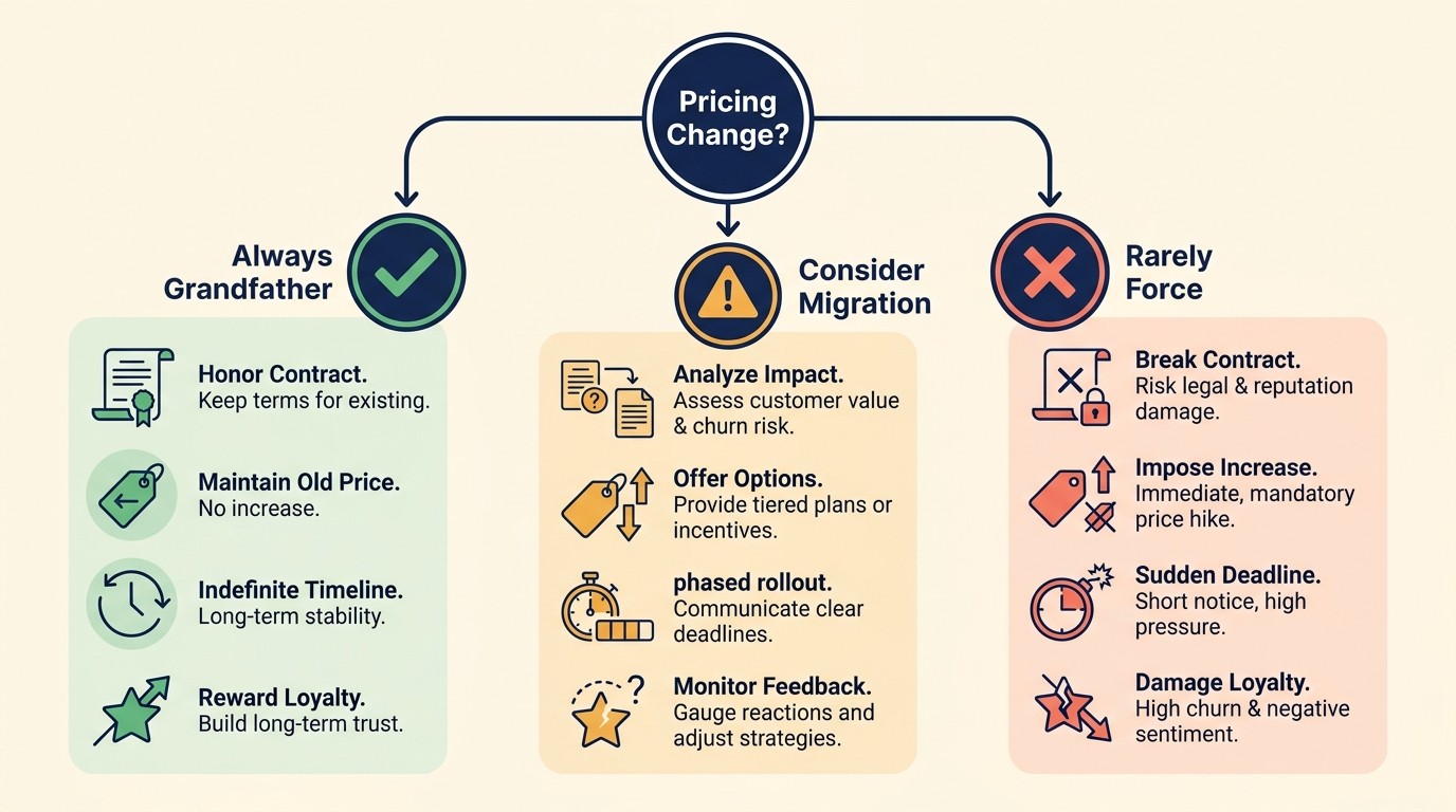 Decision framework for grandfathering versus forced migration