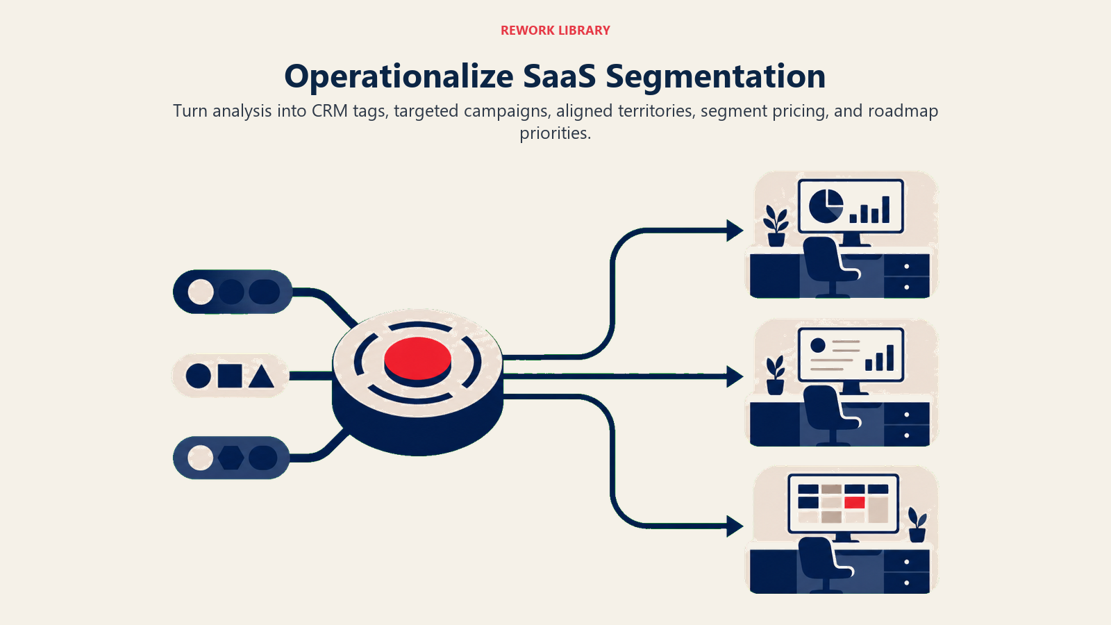 Operationalize SaaS Segmentation illustrated with segment dispatch hub