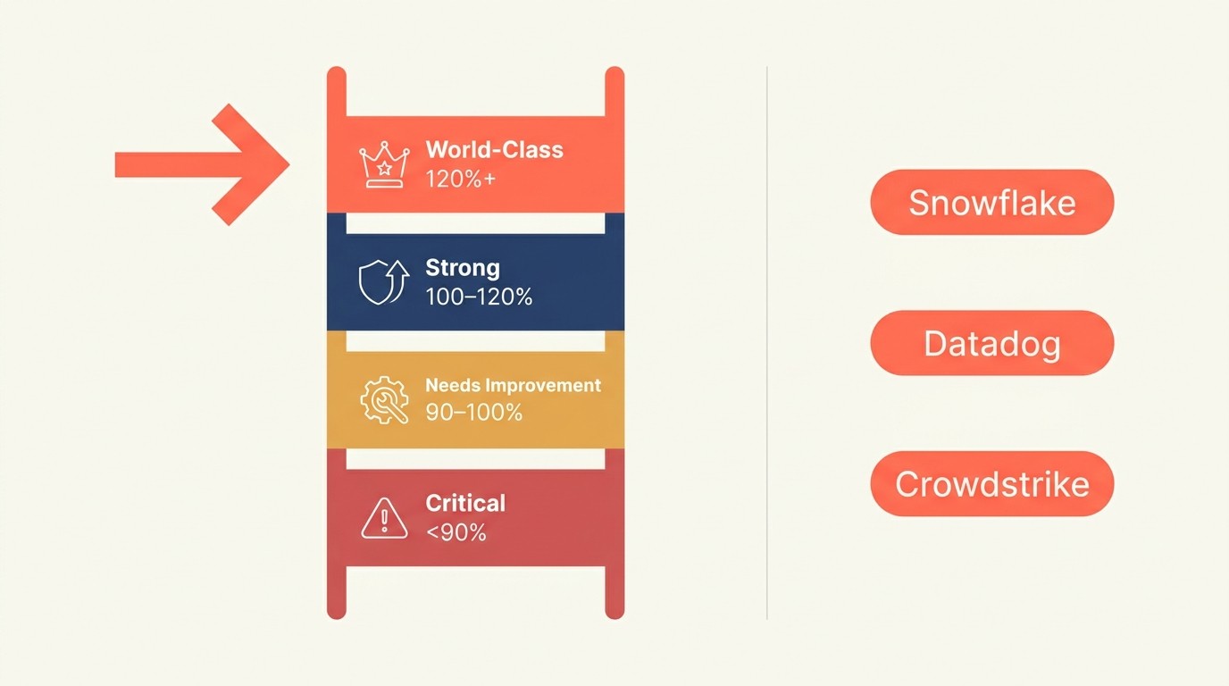 Net revenue retention benchmark tiers from critical to world-class