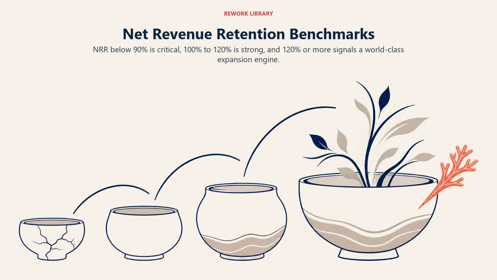 Net Revenue Retention Benchmarks illustrated with segmented benchmark dial