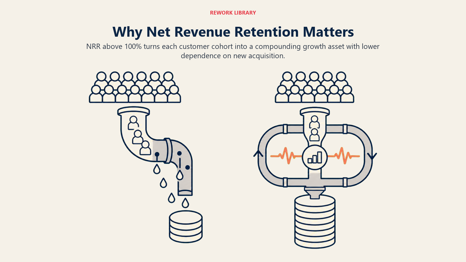 Why Net Revenue Retention Matters illustrated with nested compounding rings