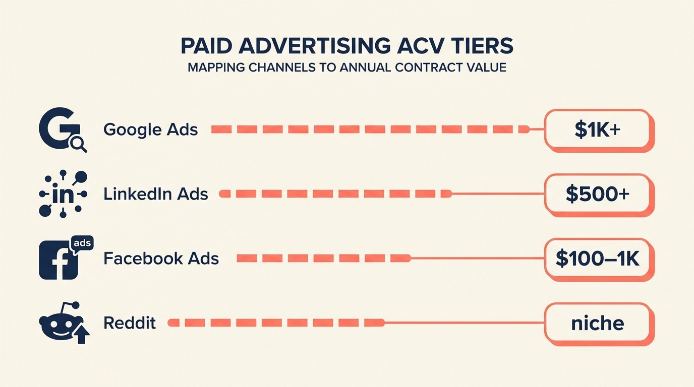 Paid acquisition channel selection matching channels to SaaS business model