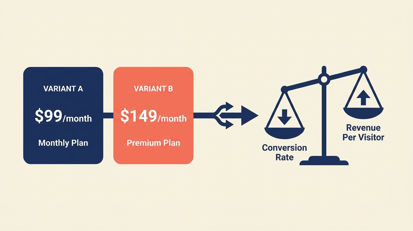 A/B testing pricing changes with variant comparison