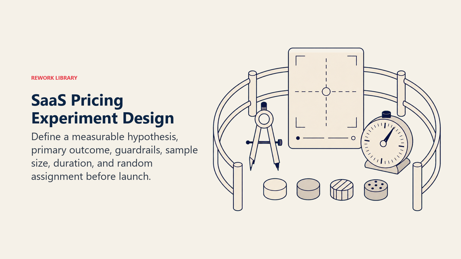 SaaS pricing experiment design with hypothesis, metrics, sample, duration, and guardrail planning artifacts