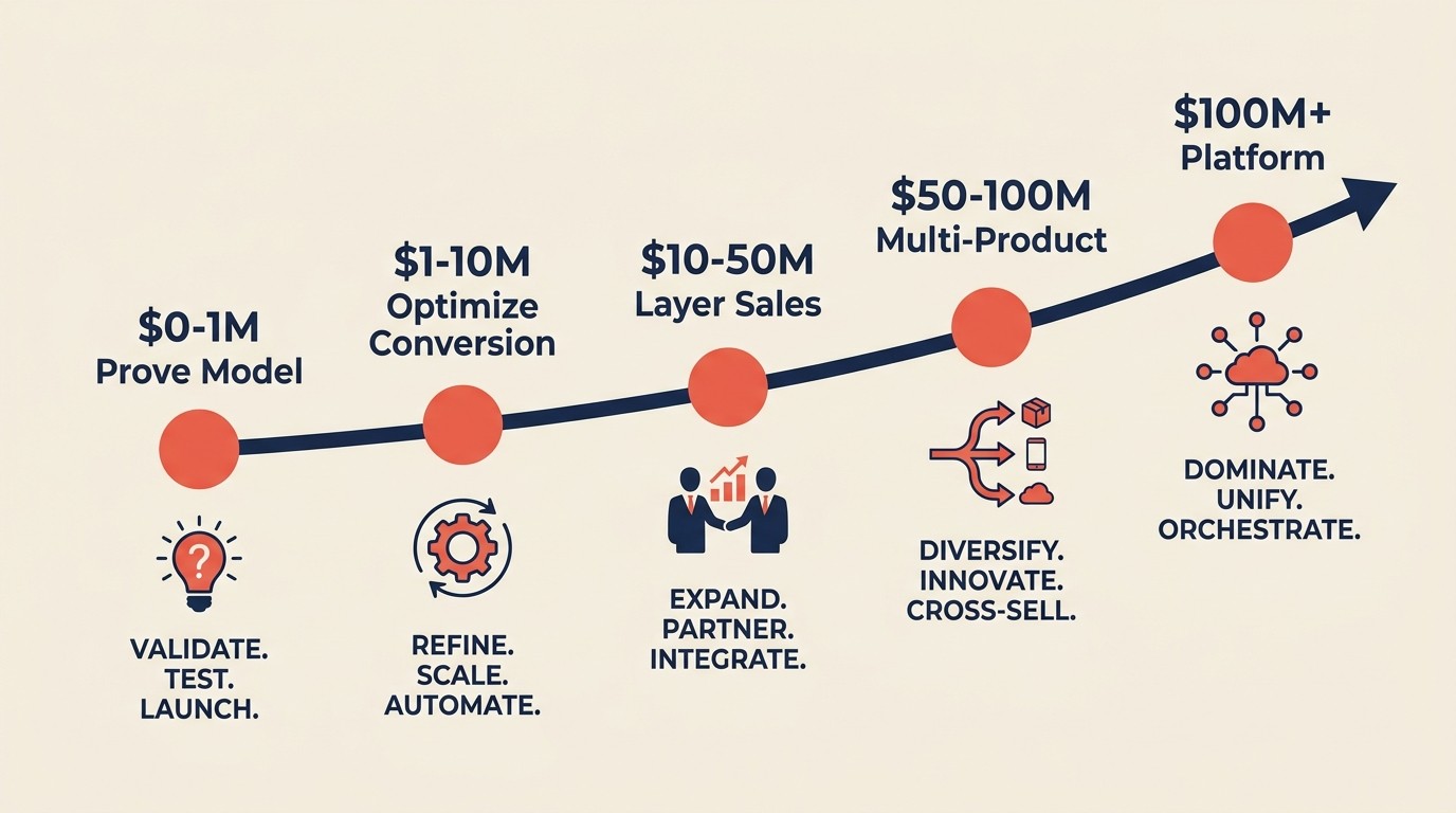 Scaling product-led growth stages from traction to 100M ARR