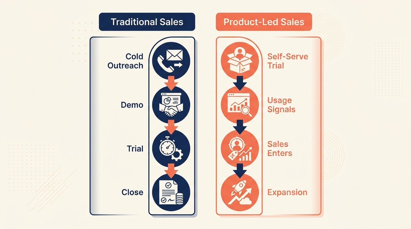 Product-led sales model comparison vs traditional sales