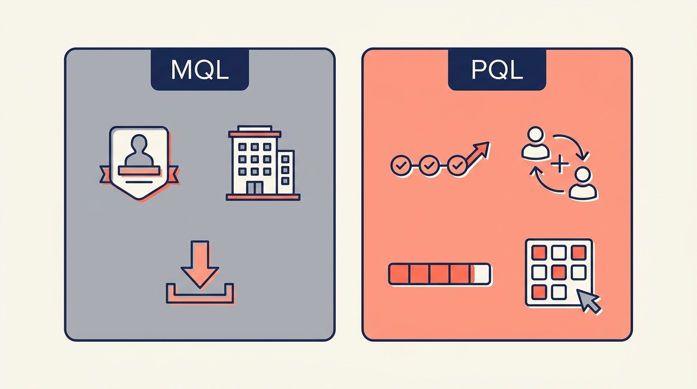 PQL vs MQL comparison showing product-qualified lead advantages