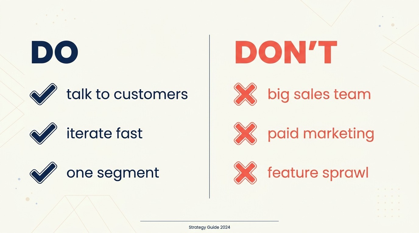 Pre-PMF focus areas and anti-patterns founders should avoid