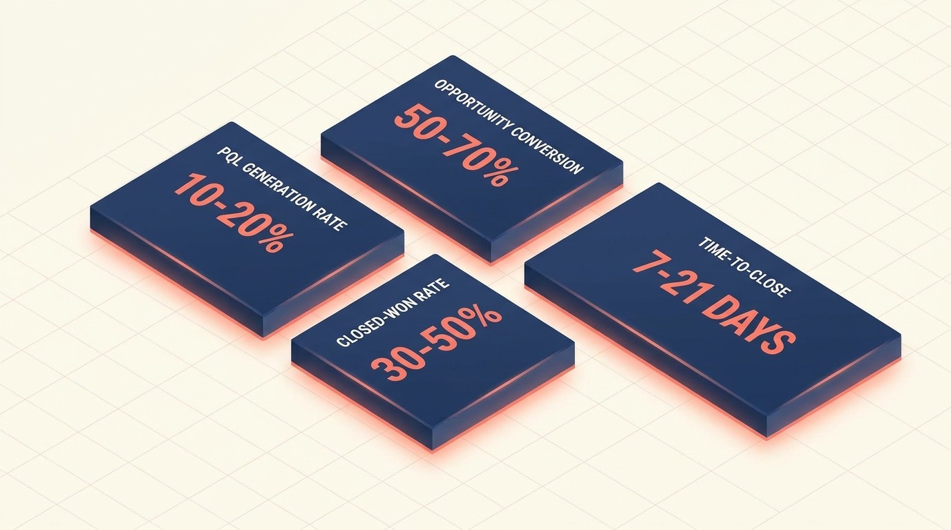 Key PQL metrics and optimization benchmarks for PLG programs