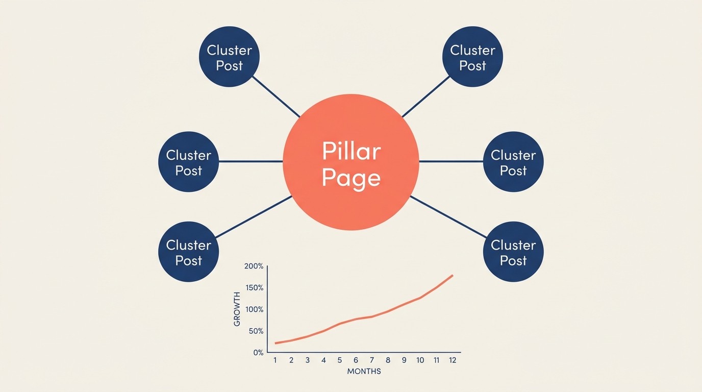 Content SEO authority building through topic clusters and pillar content