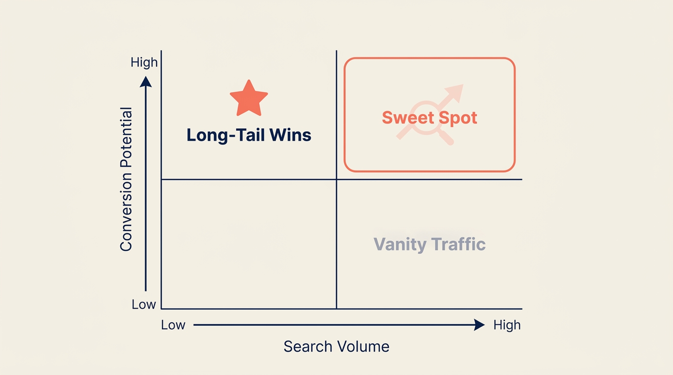 SaaS keyword strategy segmented by buyer intent stages and conversion value