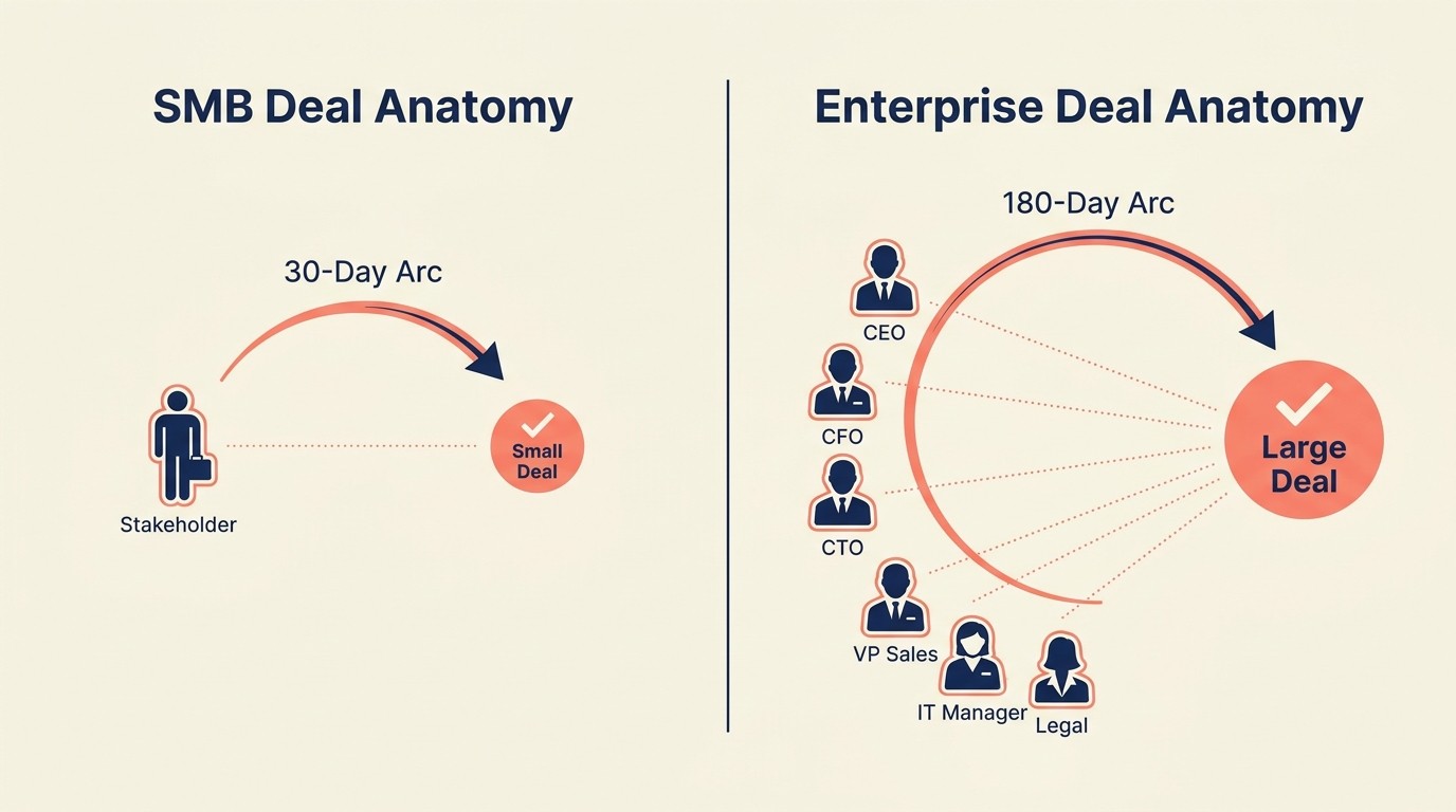 Transforming sales model from self-serve SMB to complex enterprise selling