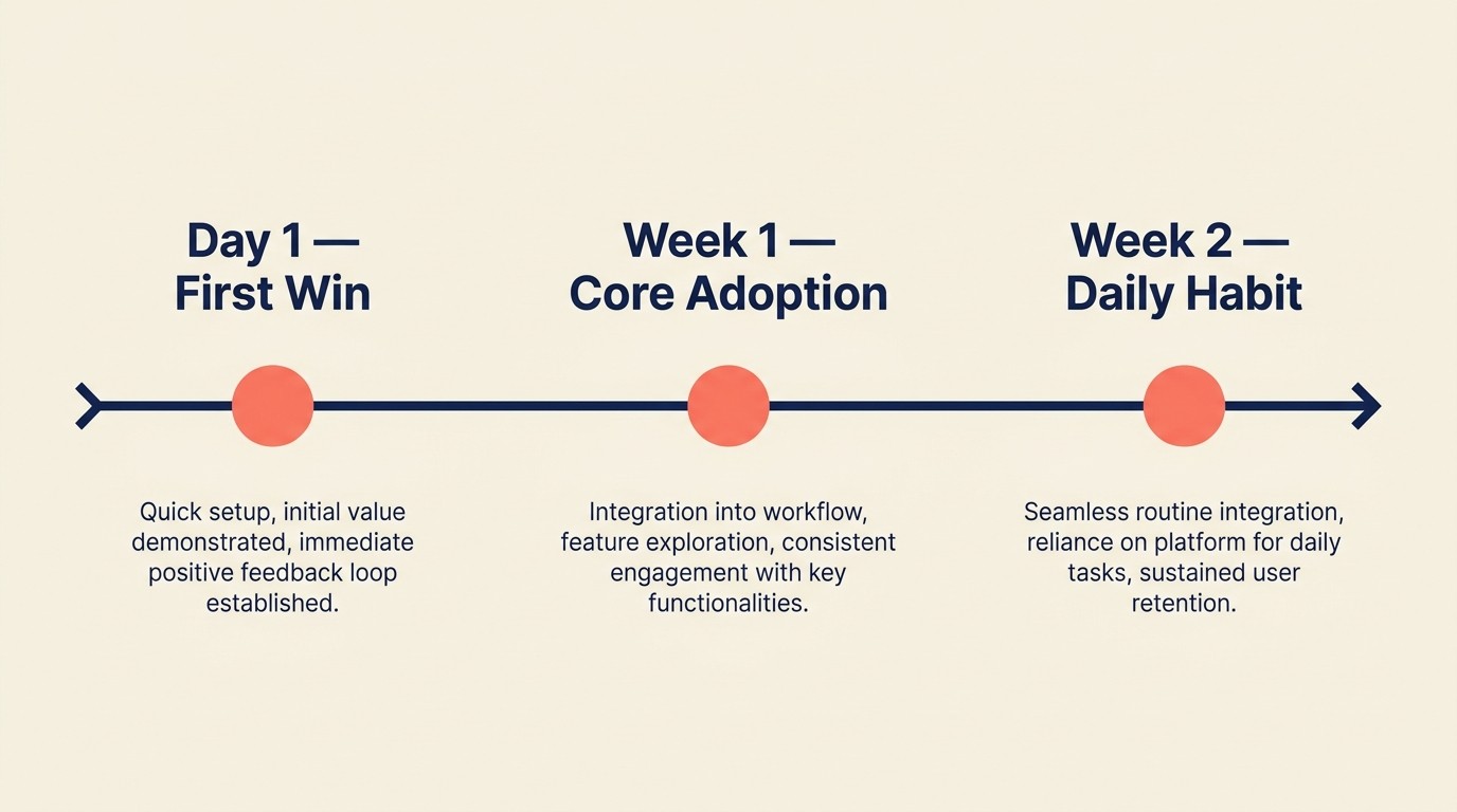 Two-week trial experience design progression from activation to habit building