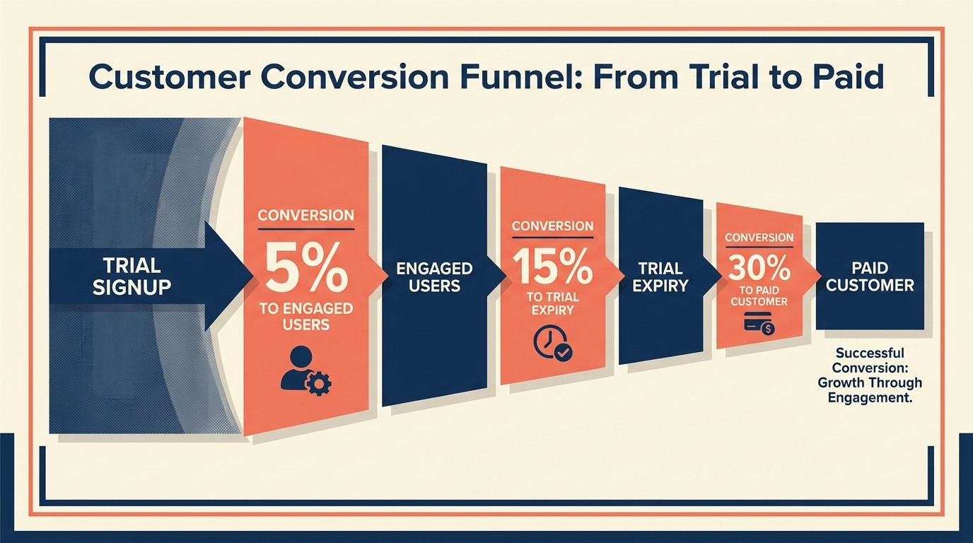 Trial to paid conversion fundamentals and industry benchmarks by product type
