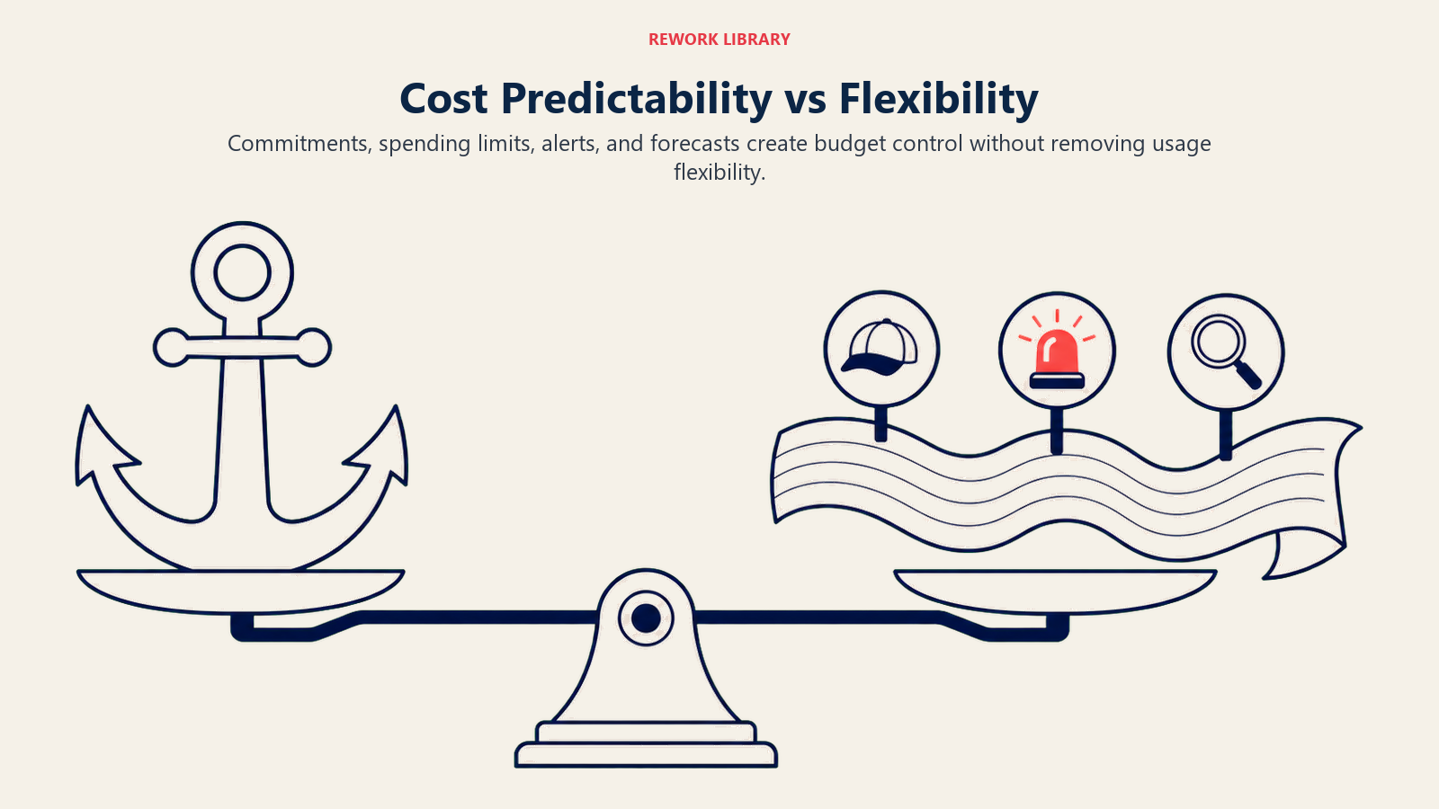 Cost predictability versus flexibility balanced with usage limits, alerts, and forecasting controls