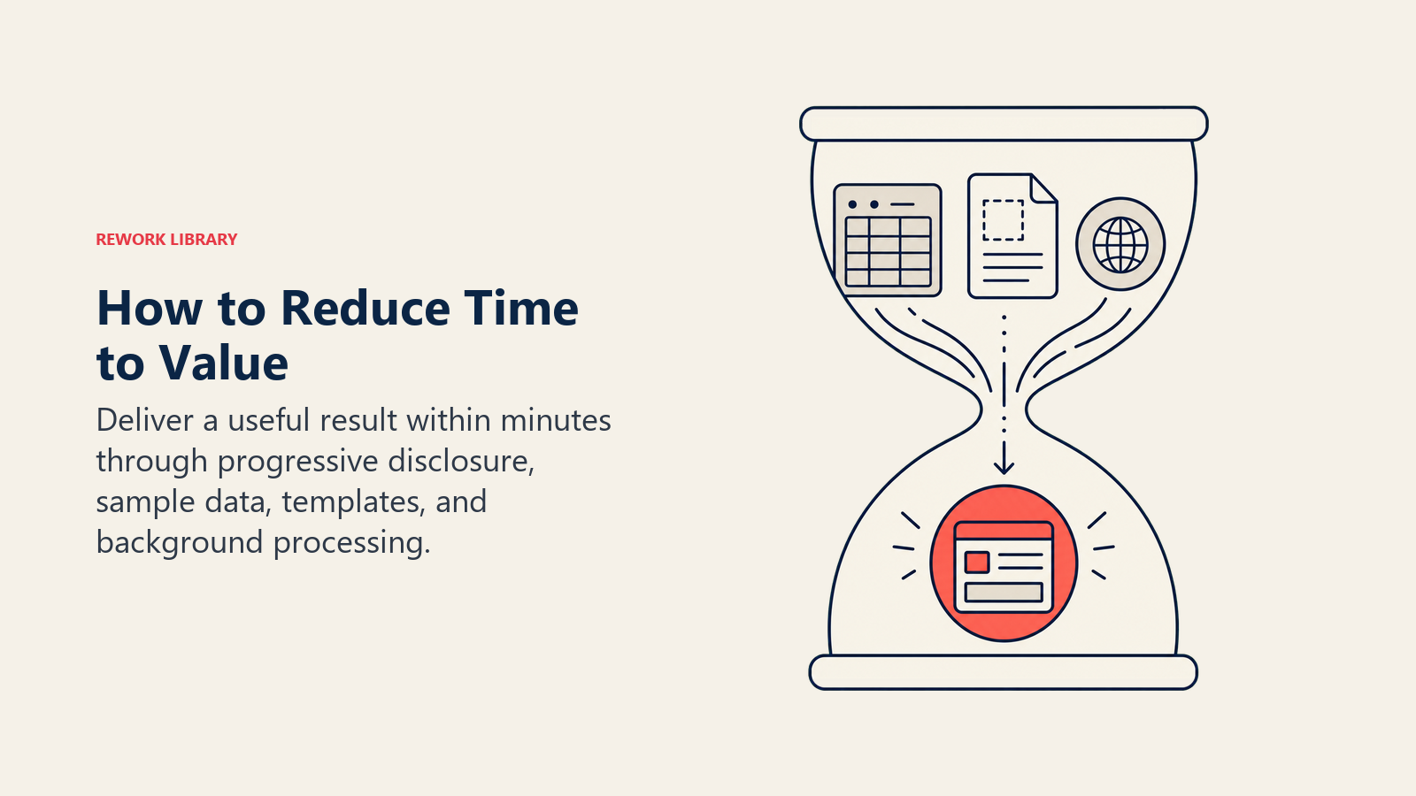How to Reduce Time to Value illustrated with fast value hourglass