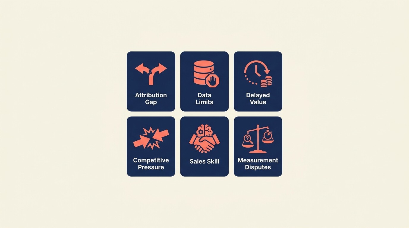 Common value-based pricing challenges including attribution complexity and measurement disputes