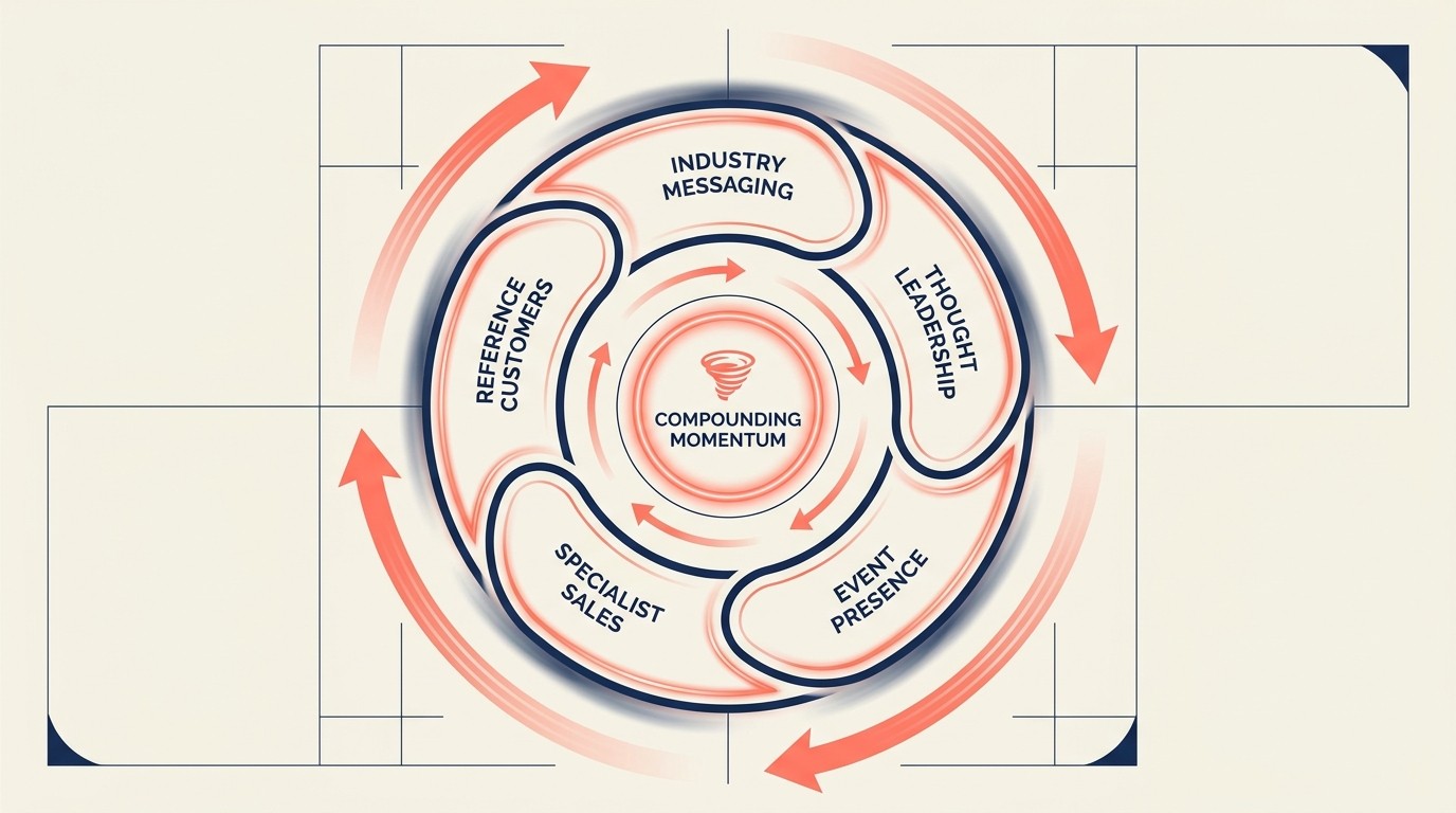 Vertical go-to-market model with industry messaging events analyst relations and reference customers