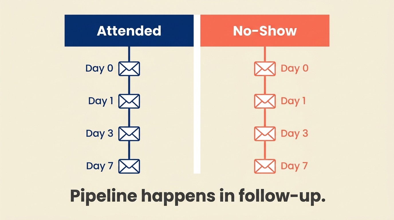Segmented post-webinar follow-up sequences for attendees no-shows and high-engagement prospects