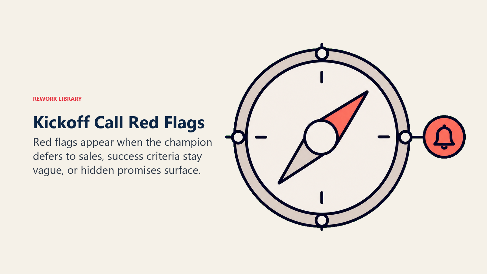 Kickoff Call Red Flags shown as a meeting compass with warning pips