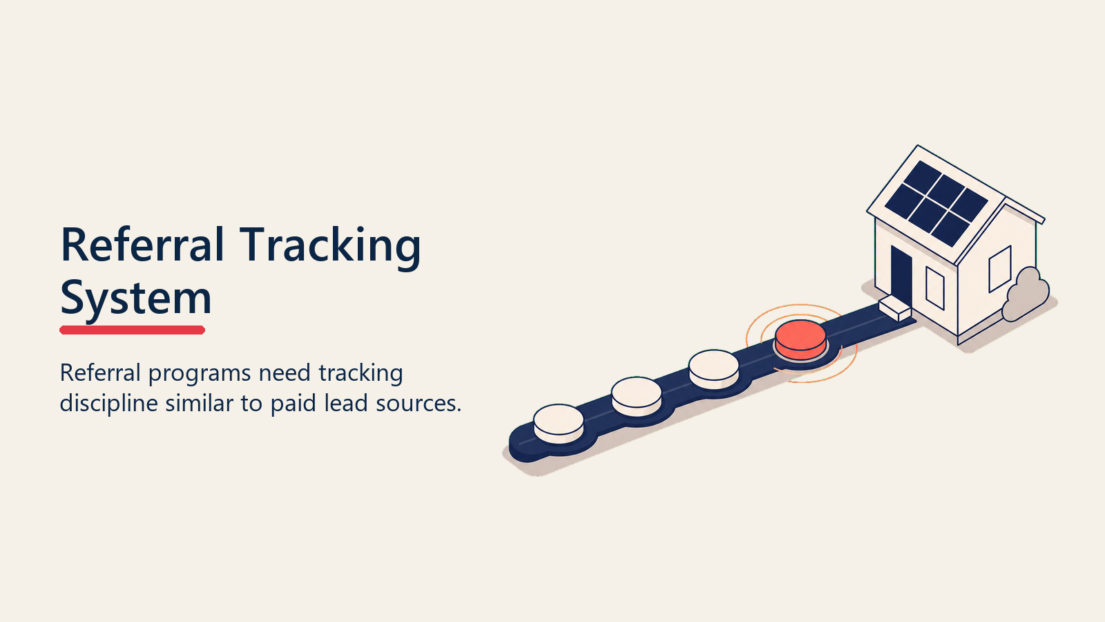 Solar referral tokens tracked along a blank rail