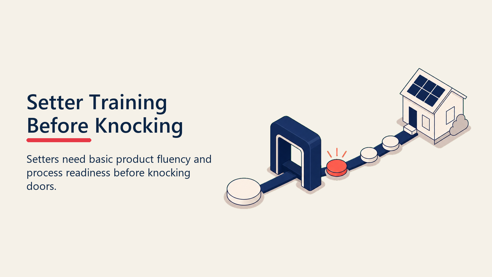 Solar setter token passes through training gate before doorstep