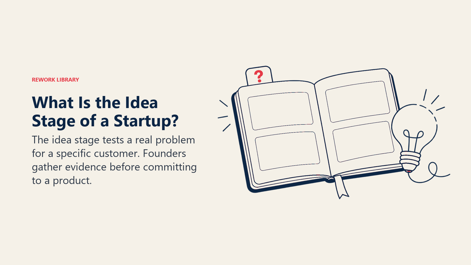 Idea-stage hypothesis notebook beside an unfinished lightbulb