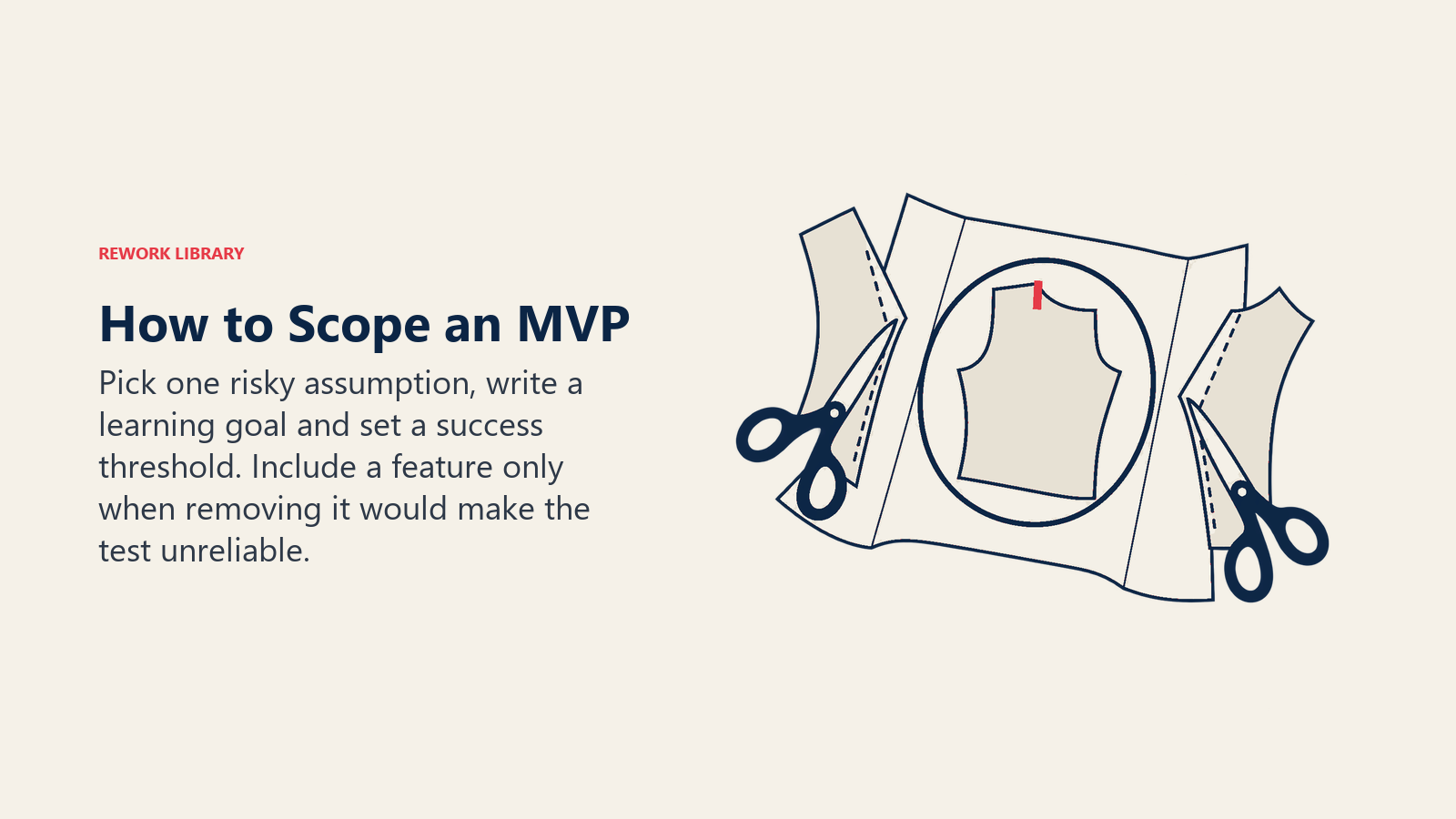How to Scope an MVP, illustrated by scissors and retained core