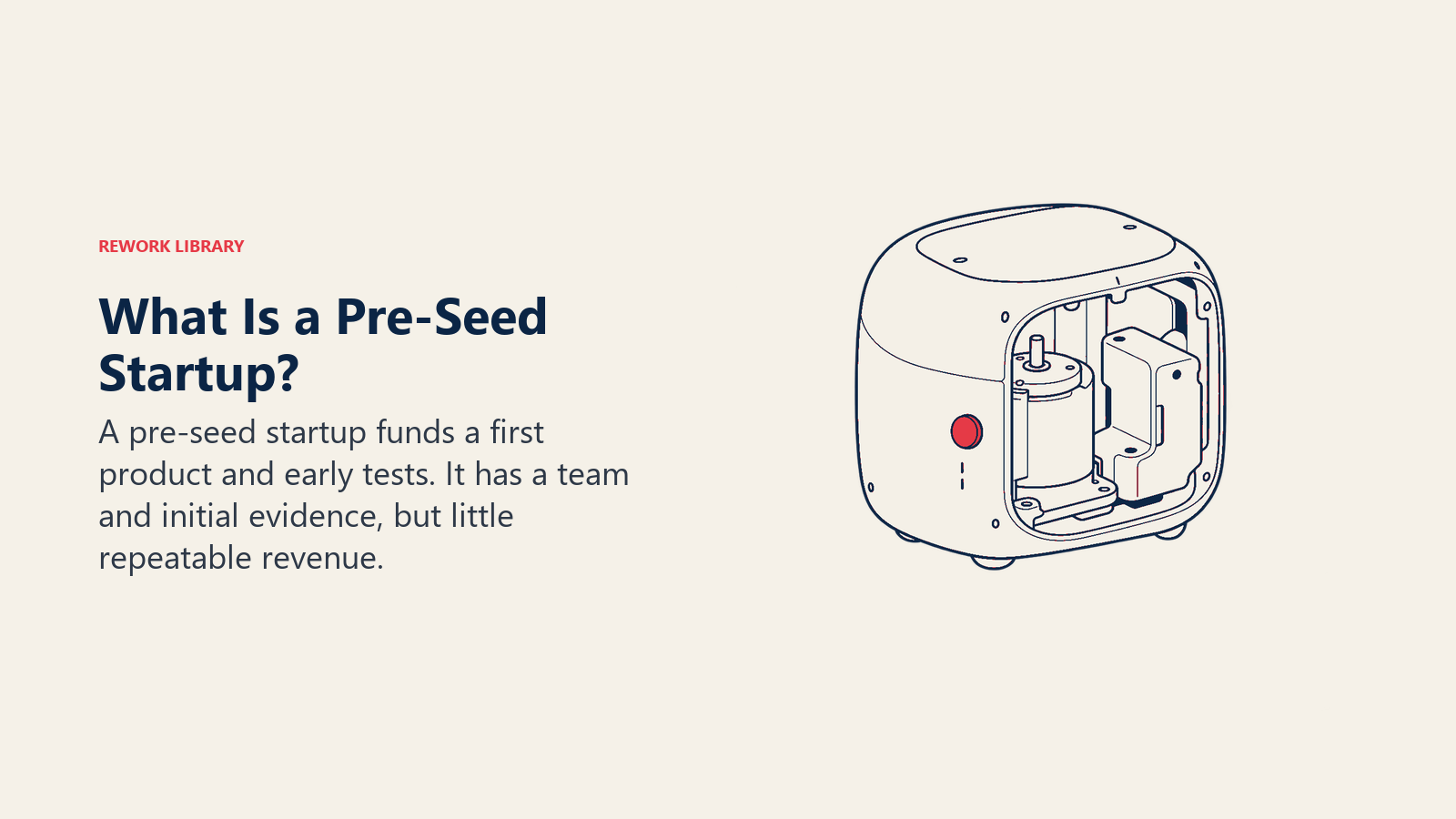 Pre-seed startup first-product prototype with unfinished internal pieces