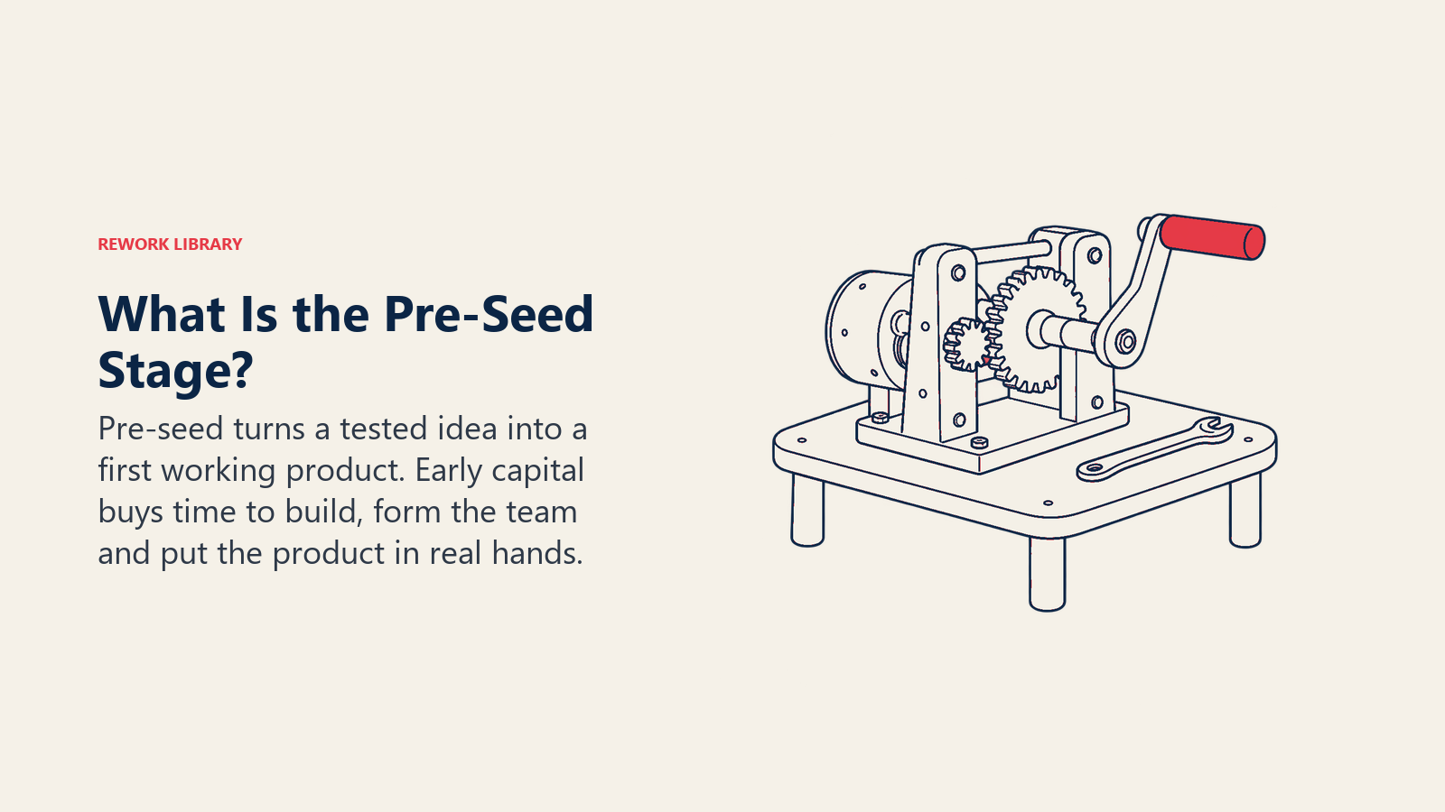 Pre-seed working prototype on a small workbench with a test handle