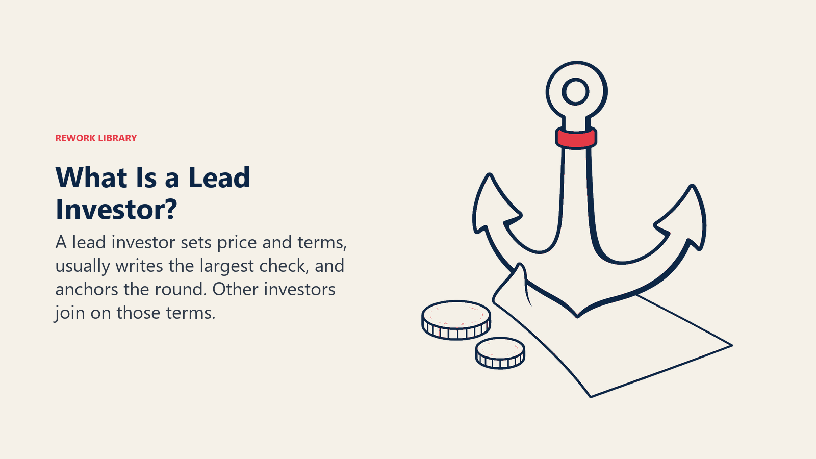 What Is a Lead Investor illustrated by anchor securing one term sheet.
