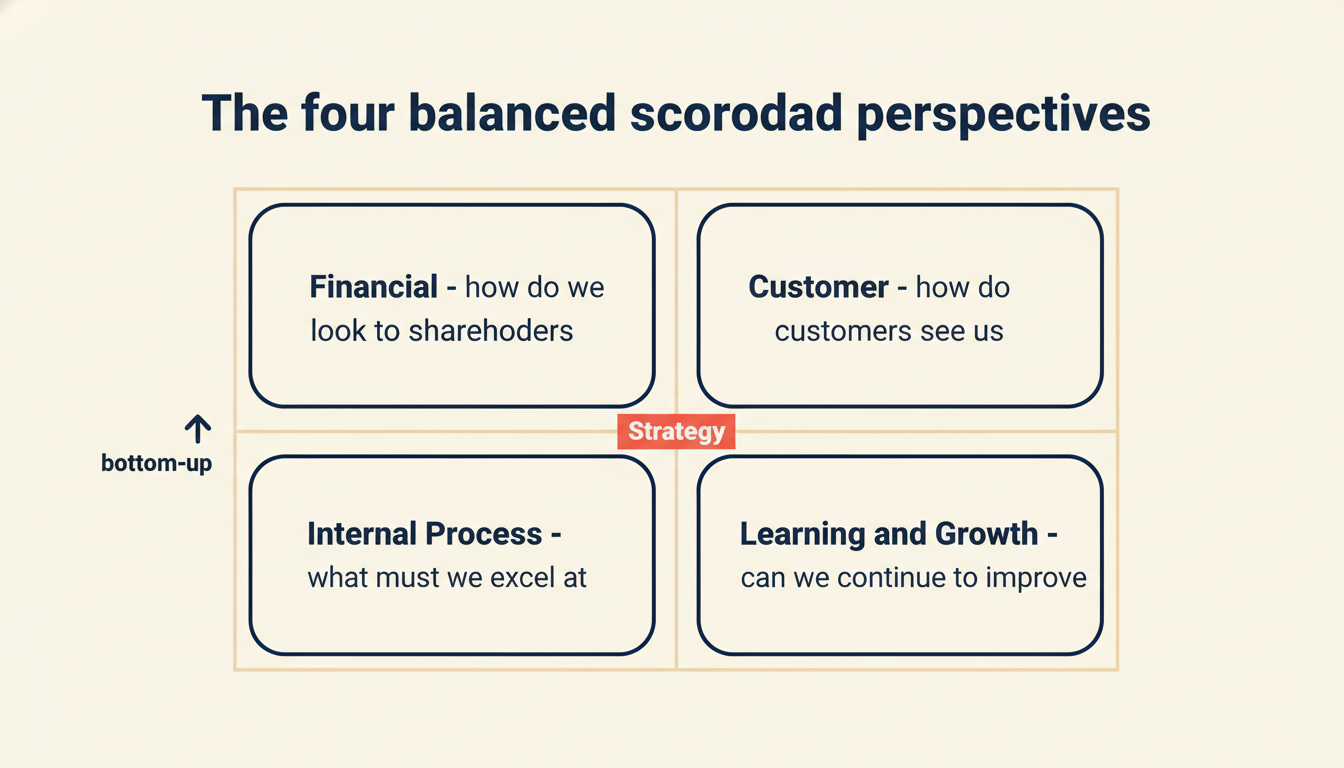 Four balanced scorecard perspectives financial customer internal process learning and growth