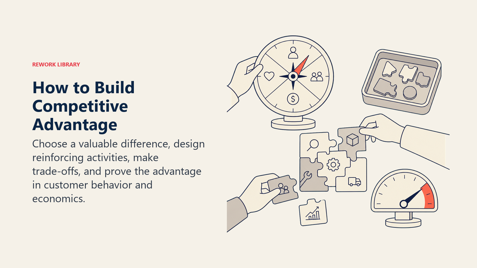 How to Build Competitive Advantage shown as advantage workshop assembling a protected value mechanism